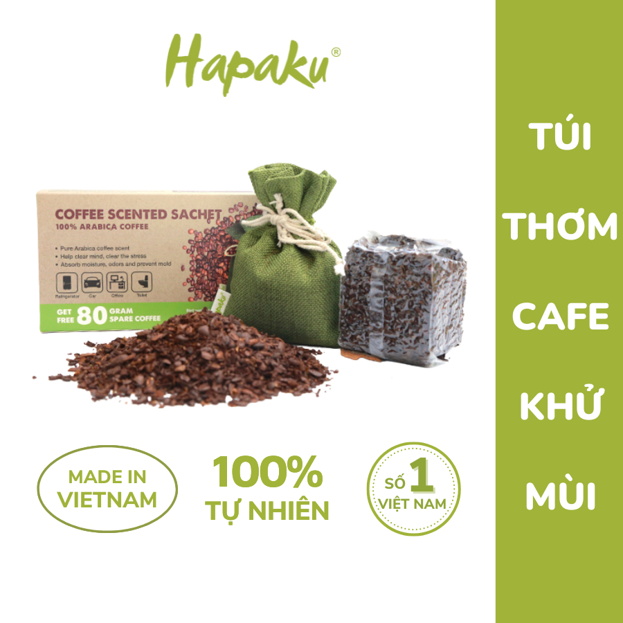 Túi Thơm Cà Phê Từ Arabica 100% Nguyên Chất Hapaku - Hút Ẩm Khử Mùi Ô Tô, Nhà Bếp, Tủ Quần Áo, Tủ Lạnh