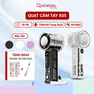 Quạt cầm tay trong suốt X05 có sò lạnh màn LCD, quạt cầm tay mini sạc điện 100 cấp độ gió Quickool
