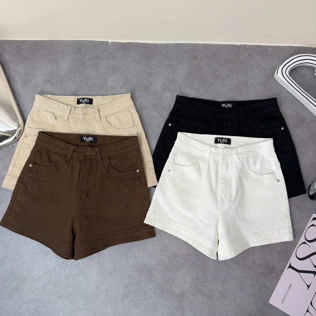 YURI JEANS -Quần Short Jeans Nữ Lưng Cao Co Giãn