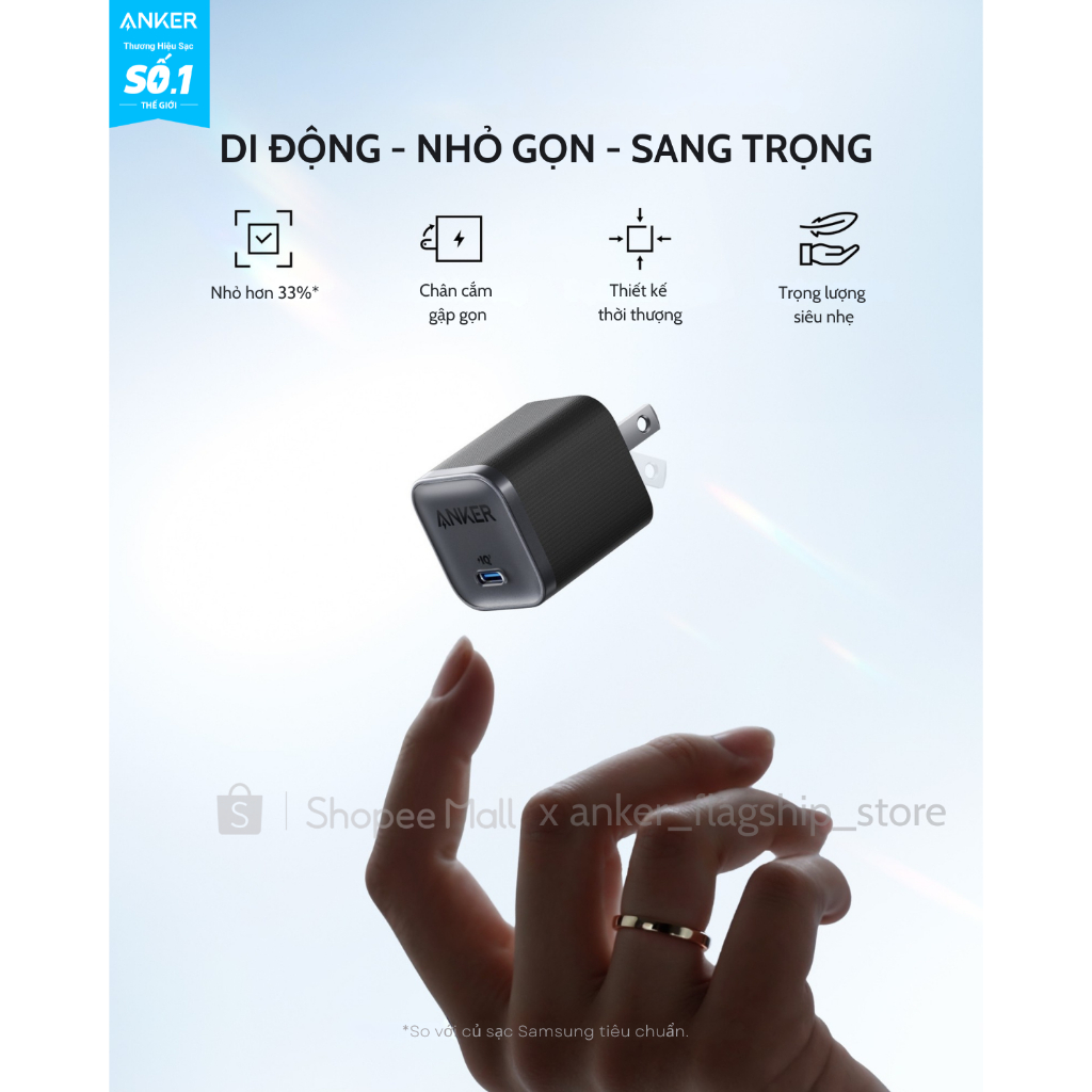 [Samsung/iPhone 15-17/Macbook] Củ sạc nhanh Anker Nano 45W | 1 cổng USB-C | Chân gập nhỏ gọn | Sạc nhanh an toàn - A2692 | BigBuy360 - bigbuy360.vn