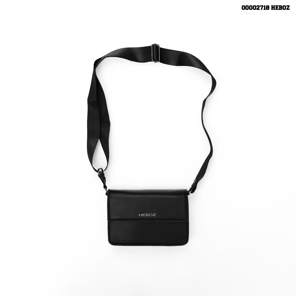 Túi đeo chéo nam Heboz Black, túi xách da basic dành cho nam - 00002718