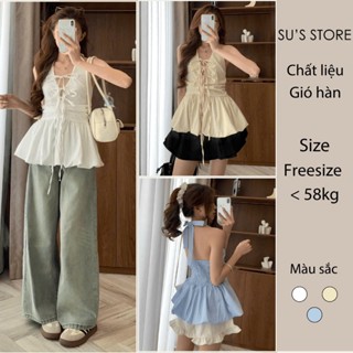 Áo Cổ Yếm Thắt Nơ Ngực Dáng Bí Chun Lưng Susstore A3079 Thời Trang Nữ