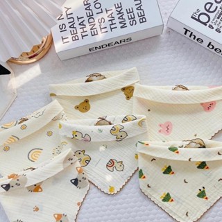 Sét 5 Khăn Yếm Tam Giác Xô Muslin ,Yếm Dãi Quàng Cổ Có Cúc Bấm Siêu Mềm, Mịn Cho Bé Sơ Sinh