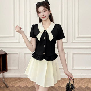 Áo sơ mi kiểu peplum nữ ngắn tay cổ râu vạt áo bèo xếp ly Aana Bigsize AP0002B