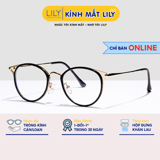  Gọng kính cận mắt mèo LILY EYEWEAR chất liệu nhưa phối càng kim loại cao cấp kiểu dáng hiện đại thời trang 90029 