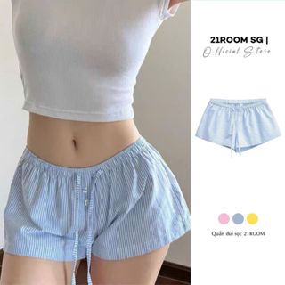 V90 [VIDEO THẬT] Quần Đùi Nữ Ngắn Lưng Thun Dây Rút 21ROOM Quần Short Sexy Mặc Nhà Đi Biển Thoải Mái Thoáng Mát