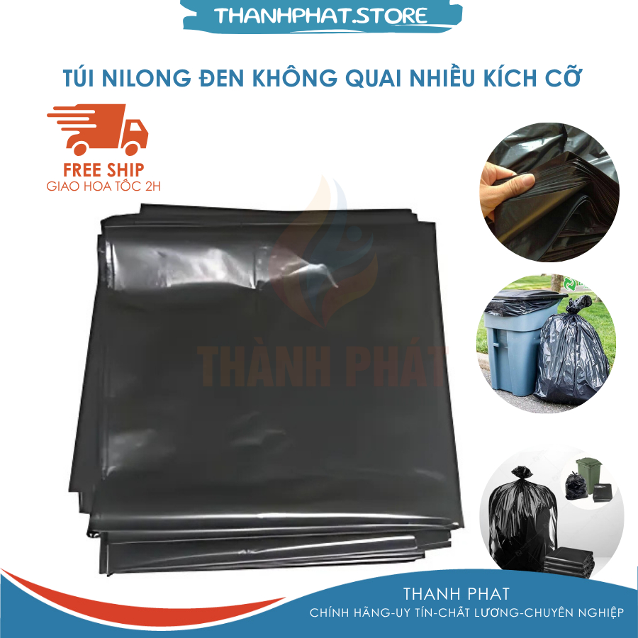 Túi nilon đen khổ lớn cho thùng rác to sét 1kg