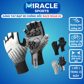 Găng tay chống sốc xe đạp xe máy nửa ngón thể thao Race Road cho nam nữ vải thoáng khí MIRACLE SPORTS