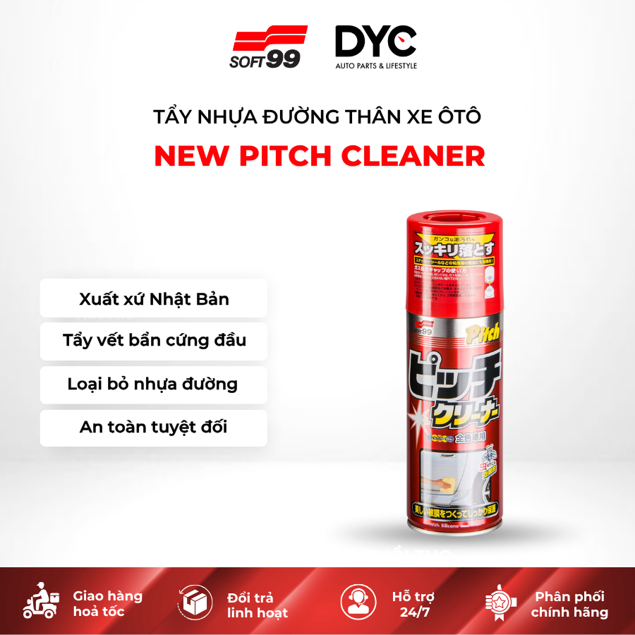 Chai Xịt SOFT99 Tẩy Nhựa Đường, Tẩy Vết Bẩn Cho Thân Xe Ô Tô New Pitch Cleaner 420ml