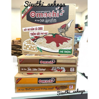  Thùng 30 gói mì trộn Omachi xốt Spaghetti   Thịt xiên nướng   tôm phô mai trứng muối x 91g 