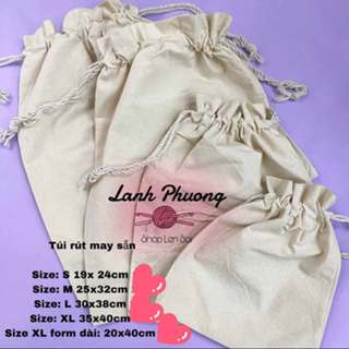 Túi Vải Rút May Sẵn, Vải Canvas Làm Lót Bên Trong Túi