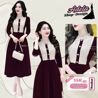 Váy Thiết Kế ADELA DESIGN Chất Nhung Mềm, Dáng Xòe Nhẹ Nhàng MDU1645