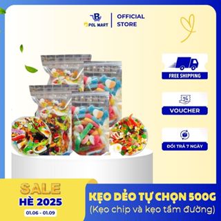 TÚI zip 500gr Kẹo dẻo mix các loại Chíp Chip vị trái cây POL MART