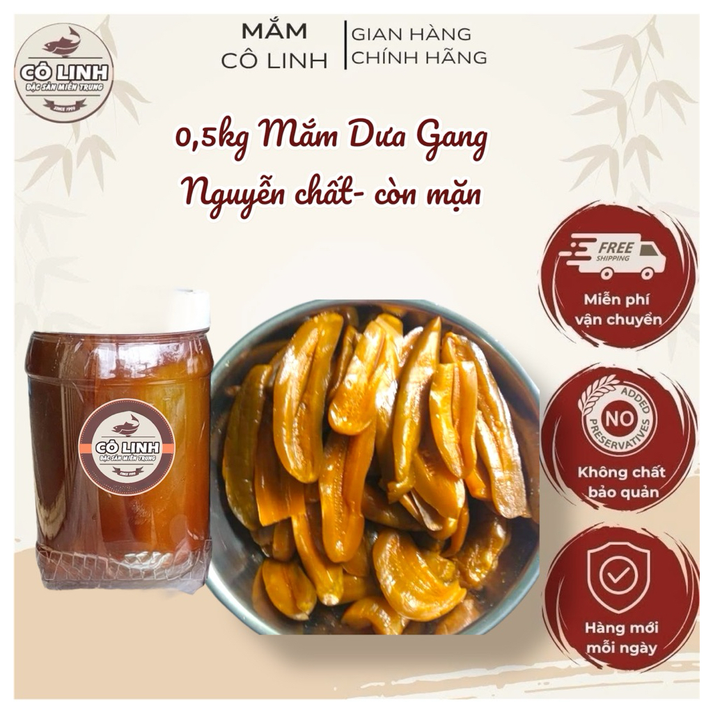 Mắm Dưa Gang Nguyên Miếng Chưa Gia Vị Hũ 500g – Dưa Gang Ngâm Truyền Thống Nguyên Chất