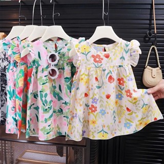 Váy bé gái, đầm bé gái vải Lanh cánh tiên sát nách dáng suông thoáng mát ChuChoaKids [VBC32]