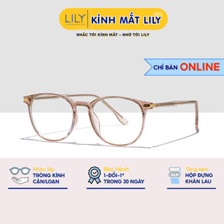 Gọng kính mắt tròn nam nữ LILY EYE WEAR chất liệu nhựa phối kim loại cao cấp chắc chắn kiểu dáng hiện đại thời trag 8303