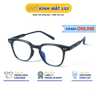 Kính cận nam LILY EYEWEAR chất liệu nhựa cứng cáp thanh nhẹ mắt vuông giả cận thời trang LUTTO 636
