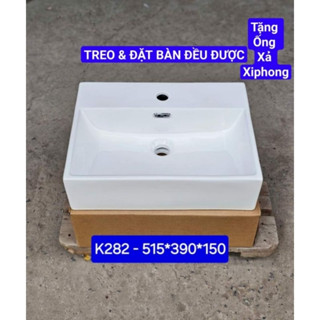  Lavabo sứ treo tường hoặc đặt bàn cao cấp Lavabo sứ treo tường BIDIVIE cao cấp   Tặng ống xả xiphong  