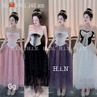  Set Bộ Áo Cúp Ren Nơ Voan + Chân Váy Voan Tầng Dáng Dài Sang Chảnh  