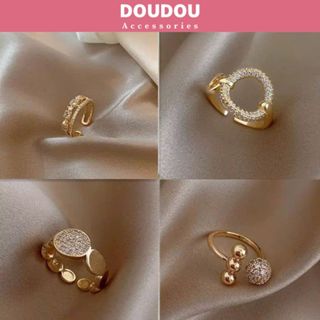 Nhẫn nữ Doudou Set Nhẫn mạ bạc cá tính lấp lánh sang chảnh phong cách Hàn Quốc thời trang JZ021
