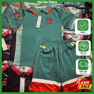 Bộ Quần Áo Nam Mùa Hè UNIQLO Thêu Đỏ,Áo Polo Kèm Quần Short, Hàng Cao Cấp, Chất Liệu Mát Mẻ