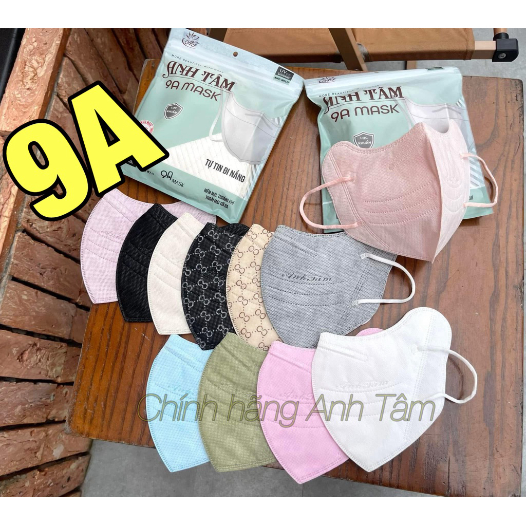 Giá sỉ 50-100c khẩu trang 9A Anh Tâm 5 lớp kháng khuẩn, lọc bụi mịn, ngăn UV