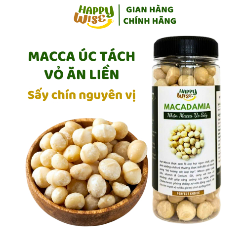 Hũ 350g Nhân Hạt Macca Úc Sấy Chín Nguyên Vị, Macca Úc Tách Vỏ Ăn Liền