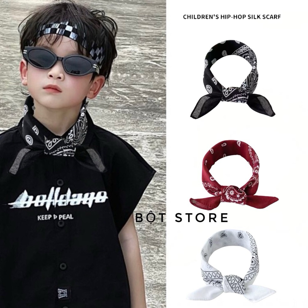 Khăn hiphop 50x50 chất cotton in 2 mặt hàng đẹp cho bé style HQ