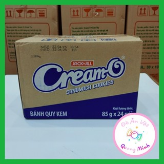 Bán sỉ cả thùng bánh Cream O 24 gói 85g , bánh quy sôcôla kem hương vani thơm ngon, đồ ăn vặt hot nhất