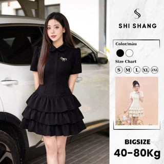   Tăng size  Váy cổ sen xếp tầng dáng ngắn đầm dự tiệc thiết kế Bigsize by Shi Shang 