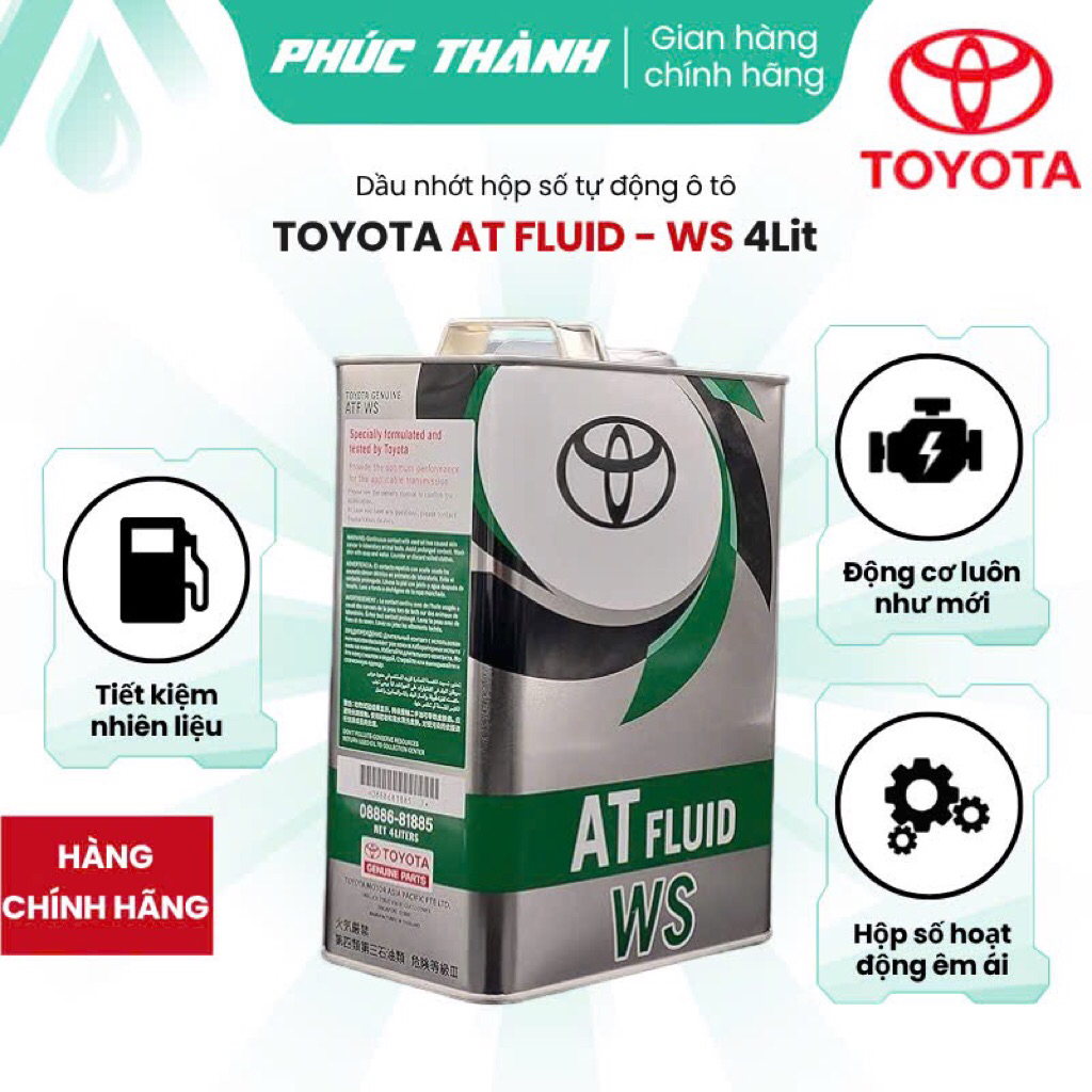Dầu Nhớt Hộp Số Tự Động Toyota AT FLUID - WS 4L Dành Cho Xe Toyota, Lexus Số Tự Động AT - Chính Hãng