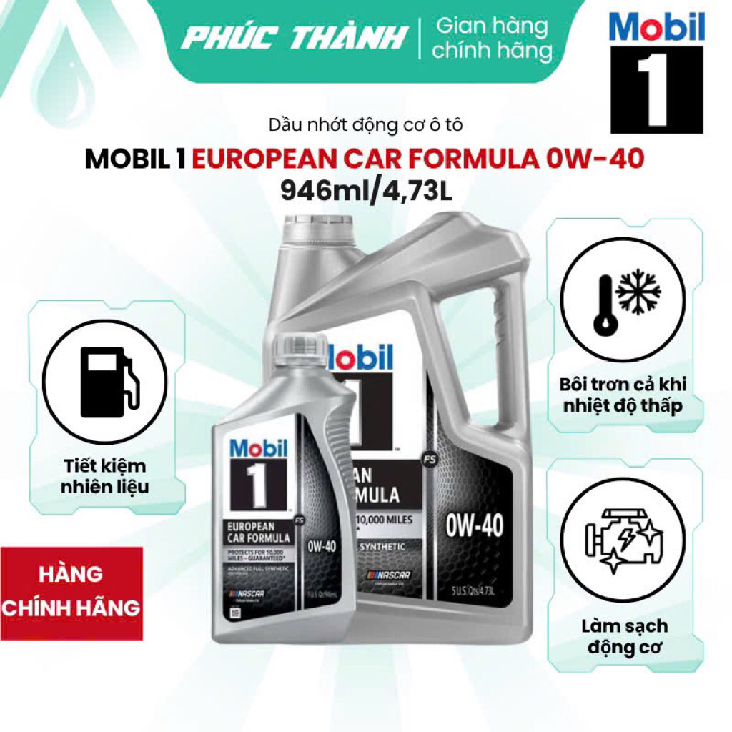 Dầu nhớt tổng hợp toàn phần ô-tô Mobil 1 European Car Formula 0w40 946ml/4,73L nhập Mỹ - Chính hãng