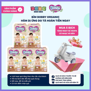 [TẶNG XE CHÒI VESSPA ] COMBO 5 Tã Quần Bobby Organic Ngày ,Cotton Hữu Cơ,  Thoáng Khí, Chống Tràn,Size M/L/XL/XXL/XXXL.