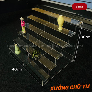  Kệ Mica Bậc Thang Nhiều Tầng Trong Suốt Dài 40cm – Kệ Lắp Ráp Trưng Bày Mô Hình Sản Phẩm 