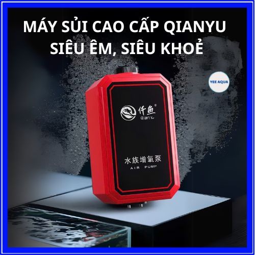 Máy Sủi Oxy Siêu Êm QIANYU 2 Vòi Công Suất 6W-8W-10W-12W, Máy Khỏe Có Chỉnh Lưu Lượng Dành Cho Bể Cá