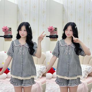 Bộ ngủ nữ tiểu thư cổ sen vải đũi bông mây mùa hè mặc đi ngủ mát mẻ thoải mái Women Quần Ngủ Áo Ngủ Cotton ngủ