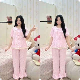 bộ ngủ nữ tiểu thư cổ sen cộc dài vải đũi bông mây mùa hè mặc đi ngủ mát mẻ thoải mái Women Quần Ngủ Áo Ngủ Cotton