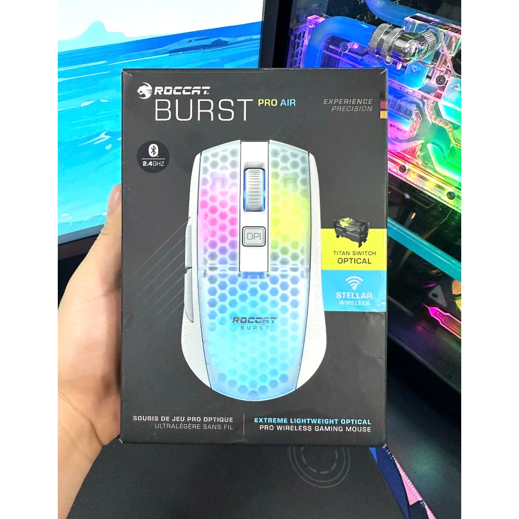 Chuột ROCCAT BURST PRO AIR WIRELESS - TITAN SWITH OPTICAL - White edition , giá rẻ nhất thị trường