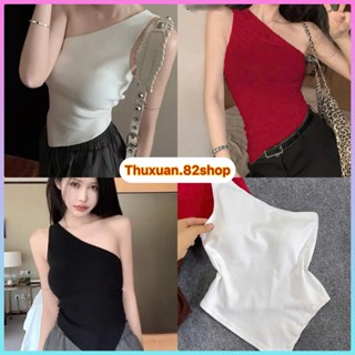 Áo Thun Lệch Vai Nữ dáng ôm Vạt Nhọn Cá Tính| Áo thun ôm body thiết kể lệch vai xéo tà xinh xắn 3 màu đỏ đen trắng basic