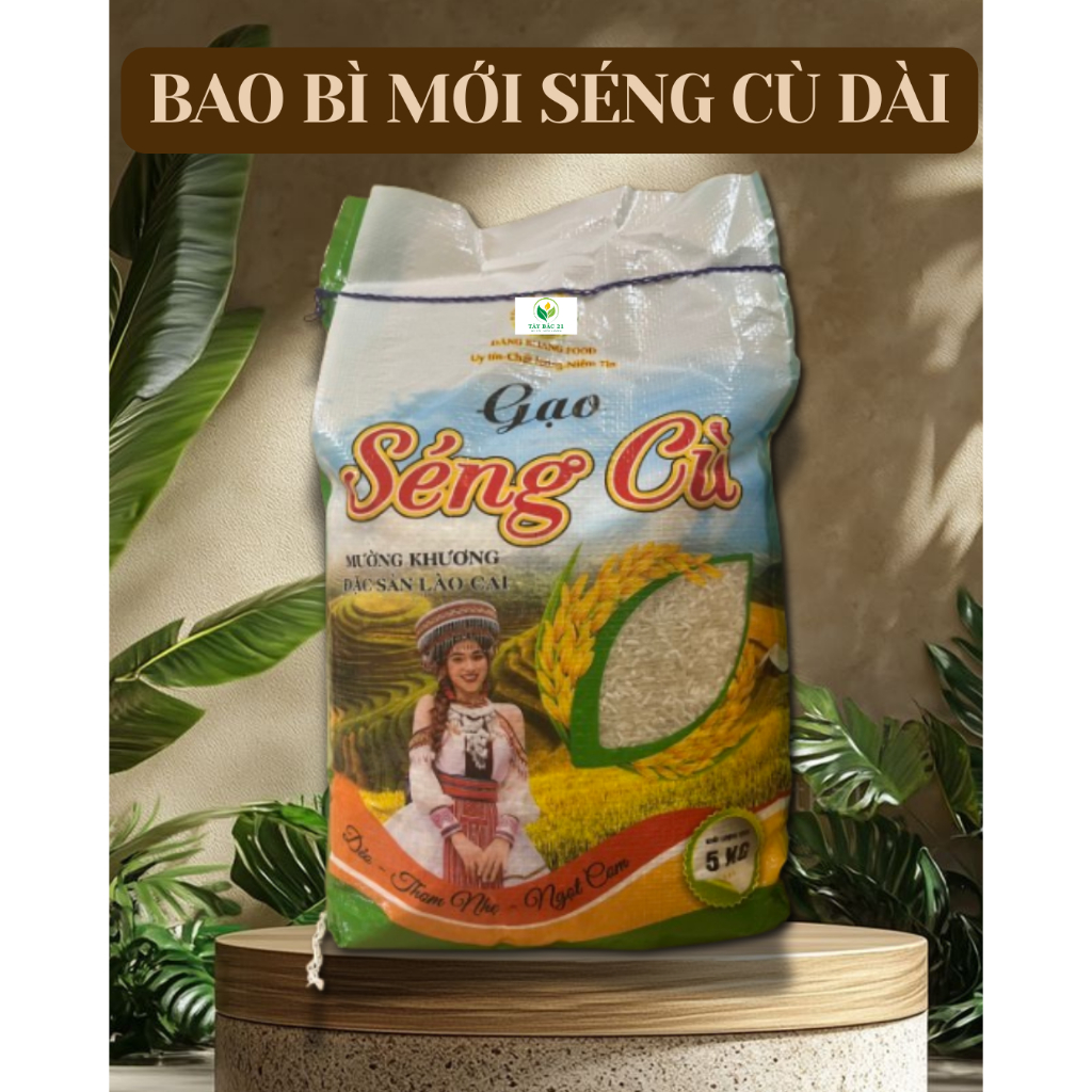 Gạo Séng Cù hạt dài 5kg - Bao bì mới, chất lượng hơn