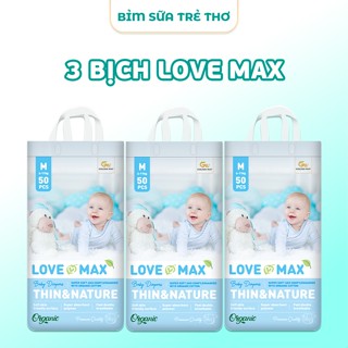   Combo 3 Bịch  Tã Bỉm Love Max Organic Ko Tặng Quà Bỉm Dán Quần Chính Hãng Full Size Cho Bé 