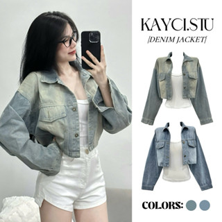 [CROPPED DENIM JACKET] Áo Khoác Jean Nữ Croptop, Áo Khoác Denim Dáng Ngắn Màu Bụi Hack Dáng | KAYCI.STU