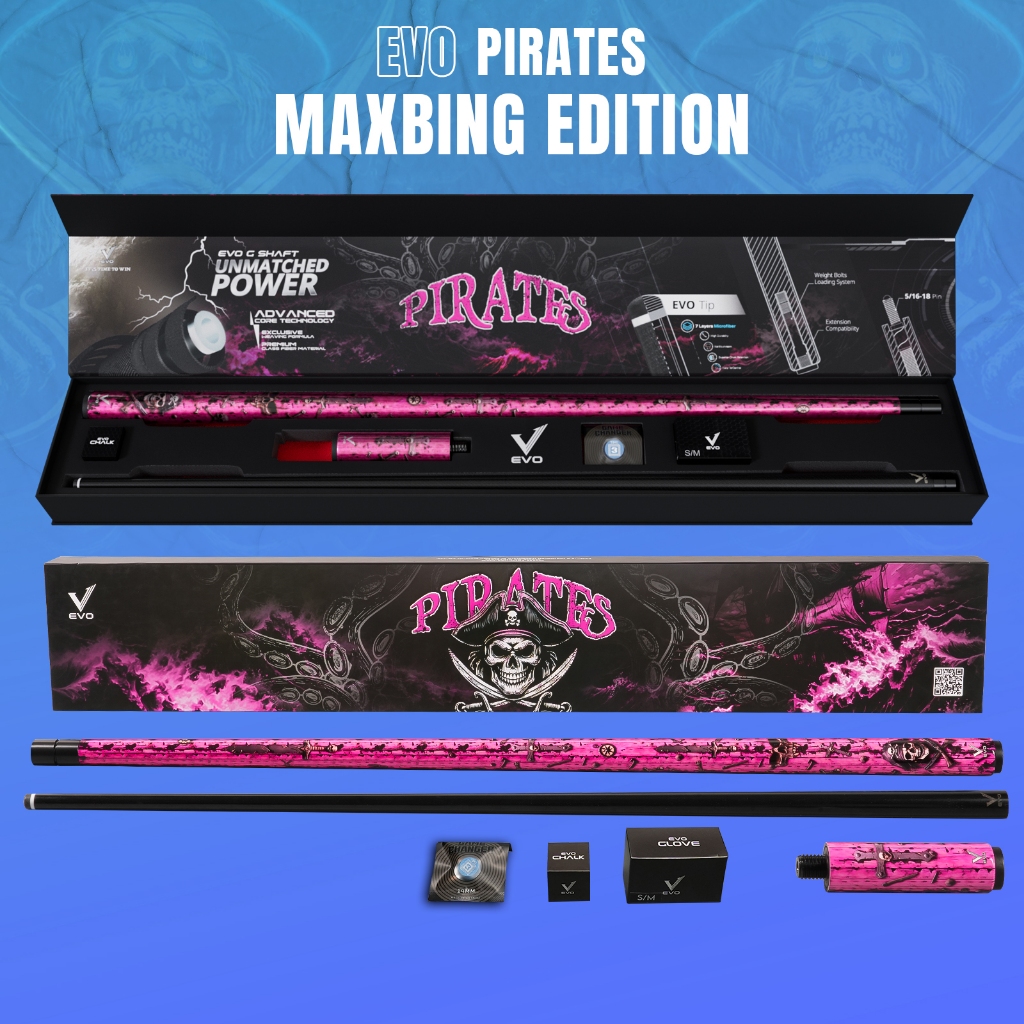 Gậy Bida EVO PIRATES - COMBO MAXBING EVO PIRATES - Ngọn Glass Fiber Cao Cấp - Chính Hãng