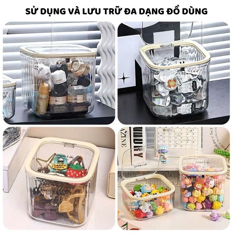 Hộp Đựng Đồ Trong Suốt ENODA HOME, Hộp Đựng Phụ Kiện, Đồ Makeup, Văn Phòng Phẩm Để Bàn Có Nắp TR050 | BigBuy360 - bigbuy360.vn
