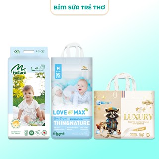 Tã Bỉm Dán/Quần Momo Nature Mới 2025, Momo Luxury, Love Max Organic Chính Hãng Cho Bé Full Size