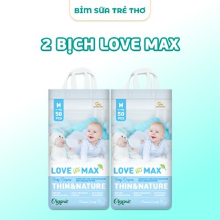   Combo 2 Bịch  Tã Bỉm Love Max Organic Bông Tự Nhiên Bỉm Dán Quần Chính Hãng Full Size Cho Bé 