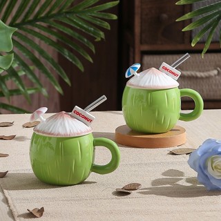 Ly sứ  cốc sứ  ly nước  ly có tay câm sứ 8117 coconut Trái Dừa  Ly quà tặng decor 