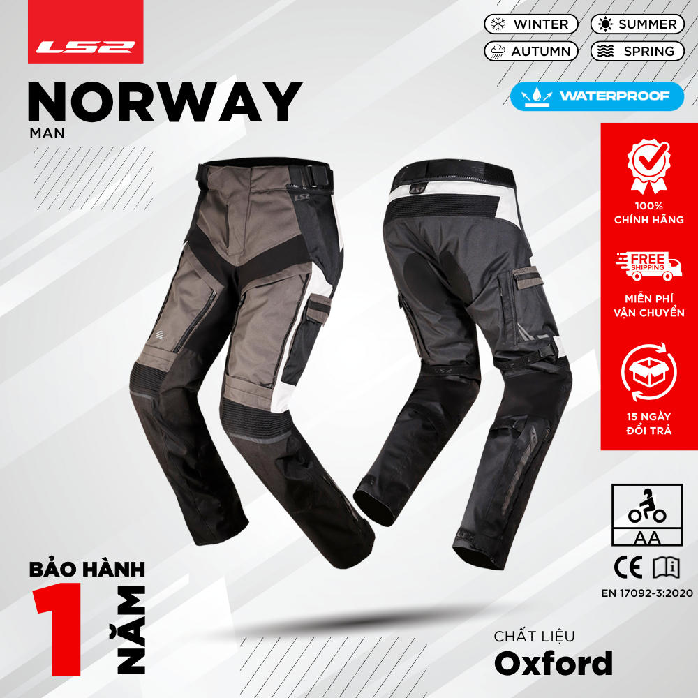 Quần Bảo Hộ Nam LS2 Norway Man Kháng Nước Chuẩn AA 2 lớp Bảo Vệ Đi ADV Xe Máy Mô Tô PKL [Chính Hãng]