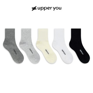 Tất Vớ Nam Nữ Gân Trơn Cổ Trung UPPER YOU Cotton Tự Nhiên Mềm Mại Thấm Hút Thoáng Khí Khử Mùi Extra Soft - BSF3004