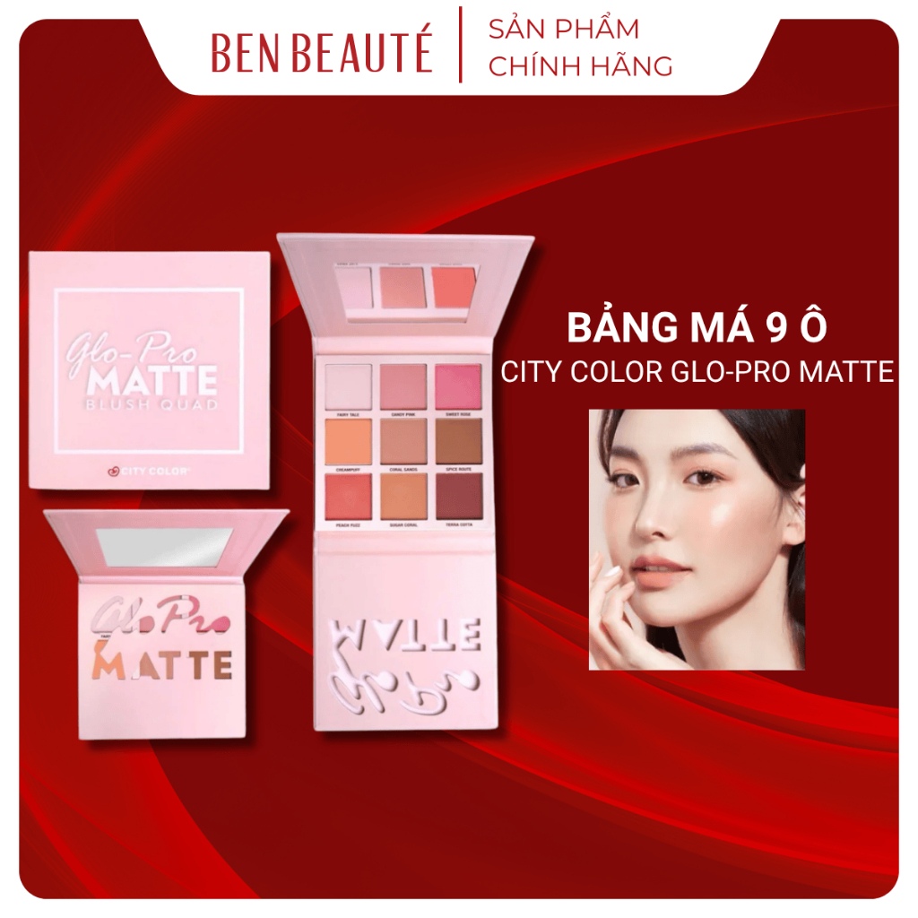 Bảng Má Hồng City Color 9 ô GLO PRO MATTE BLUSH QUAD